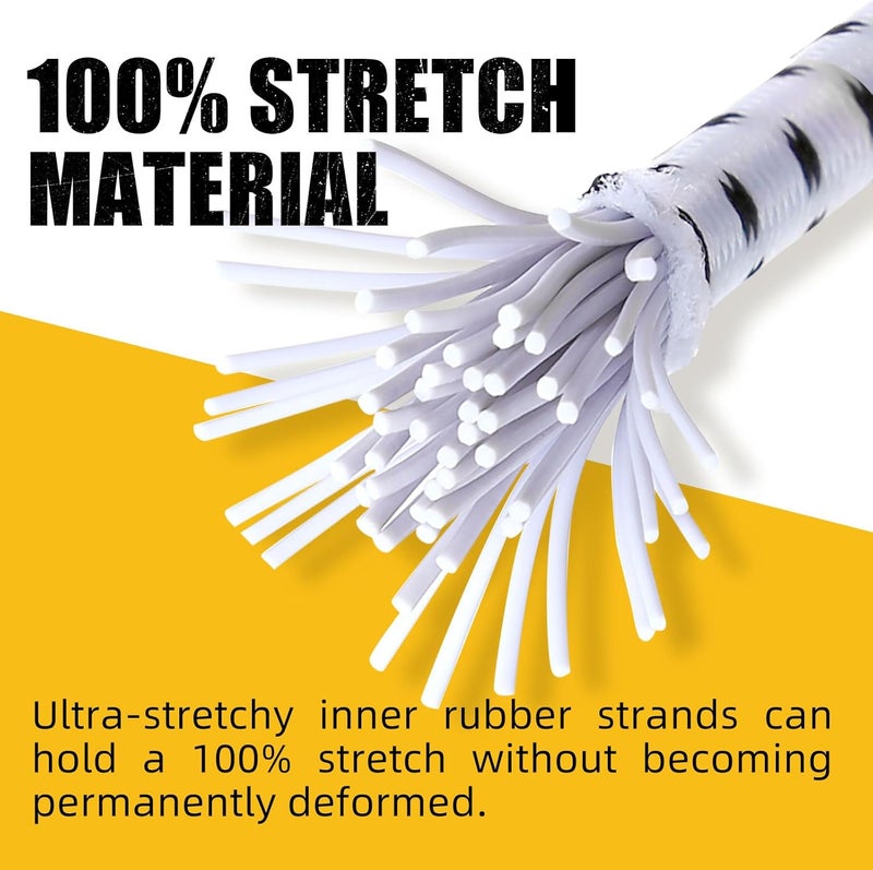 Radix Rope Bungee Cord - 1/4 Inch x 100 Feet - Elastic Shock Cord, Stretch Rope for Kayak, Crafts, Tie-Downs, DIY Projects - Flexible, High-Strength Bungee Rope (White with Black Trace) - Image 3
